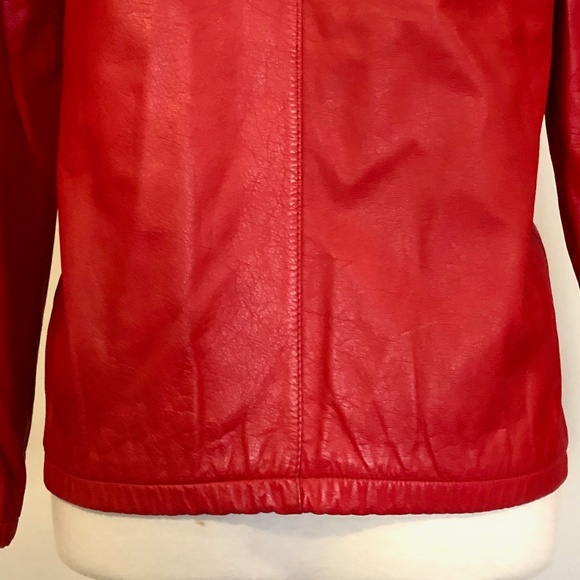 Vintage 'Eaton' Cherry-Red Leather Bomber Jacket - Picture 10 of 14